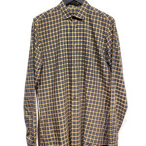 Prada Yellow Blue Checkered Cotton Shirt